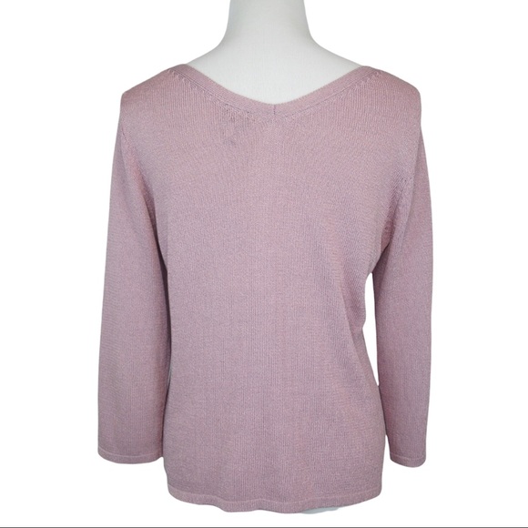 Eileen Fisher Italian Yarn Cotton Blend V-Neck Knit Top Women’s Size Medium - Picture 2 of 8